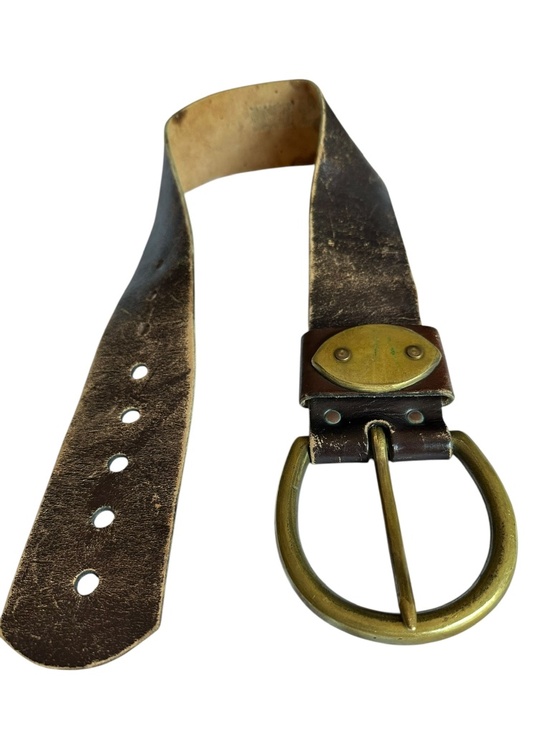 Rare Vintage distressed Brown Wide Leather Western Gladiator Belt Chunky 26 S main image 4